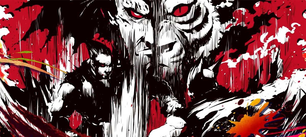 スマスロ鉄拳6　初当たりボーナス・AT終了画面　一八&平八　赤背景