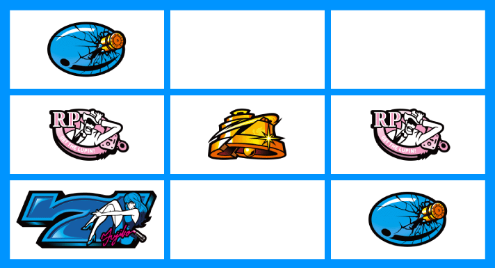 L不二子BT　リーチ目　左リール下段青7停止　プラム・リプレイダブルテンパイハズレ