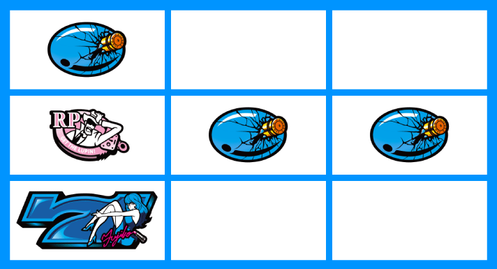 L不二子BT　リーチ目　左リール下段青7停止　中段リプ・プラム・プラム