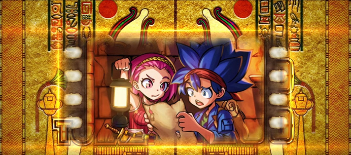 スマスロ 秘宝伝　BIGボーナス終了画面　トレジャーズ (レオン＆シャロン)