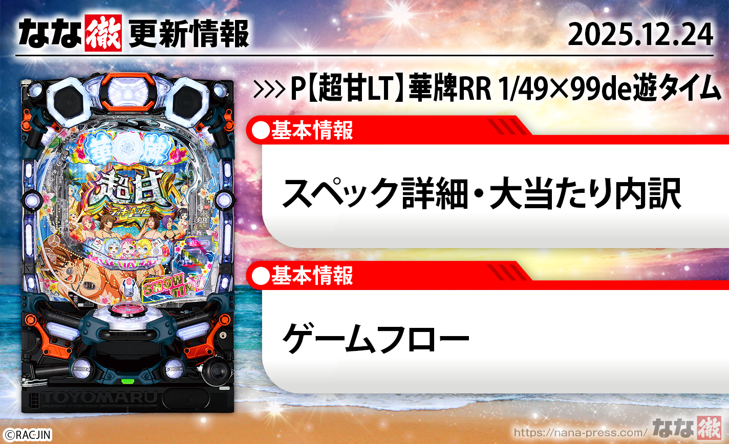 P【超甘LT】華牌RR 1/49×99de遊タイム　更新情報の概要