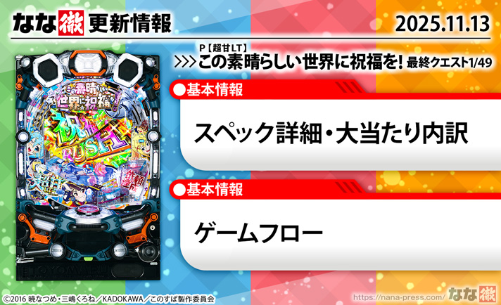 P【超甘LT】この素晴らしい世界に祝福を!最終クエスト1/49 更新情報の概要
