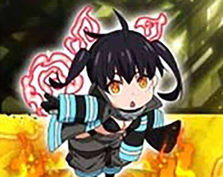 Lパチスロ 炎炎ノ消防隊2　エンディングのミニキャラ　タマキ