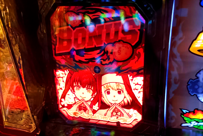 Lパチスロ 炎炎ノ消防隊2　レア小役の抽選・十字目変換の詳細　十字目変換抽選　裏ボタン　筐体左リールランプ部