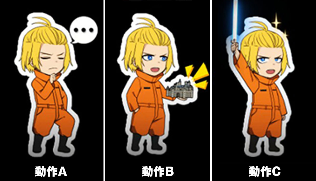 Lパチスロ 炎炎ノ消防隊2　ミニキャラ演出の詳細　その他のキャラ出現時　アーサー　仕草一覧