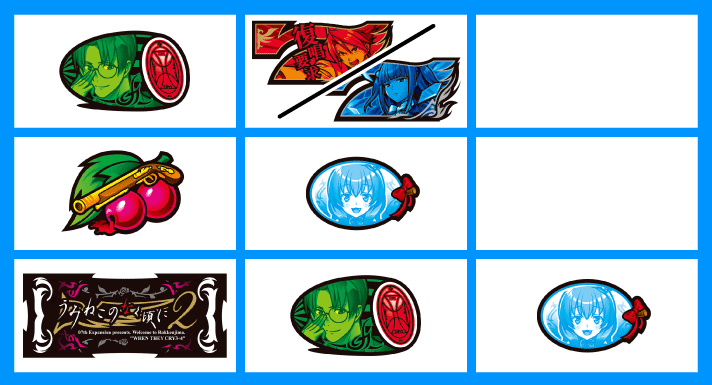 Lパチスロうみねこのなく頃に2　打ち方　各小役の停止形　