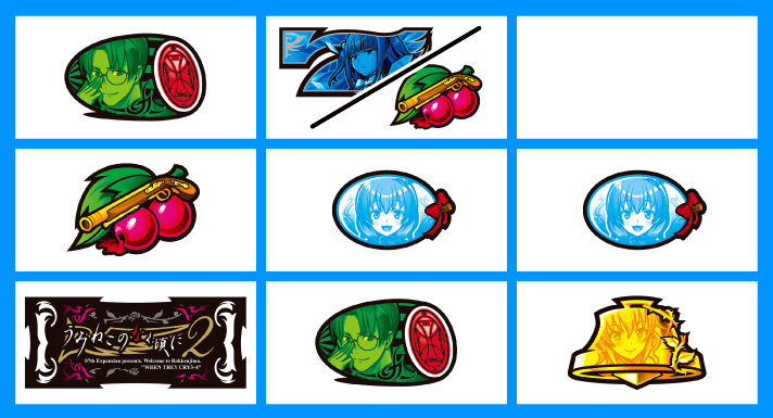 Lパチスロうみねこのなく頃に2　打ち方　各小役の停止形　