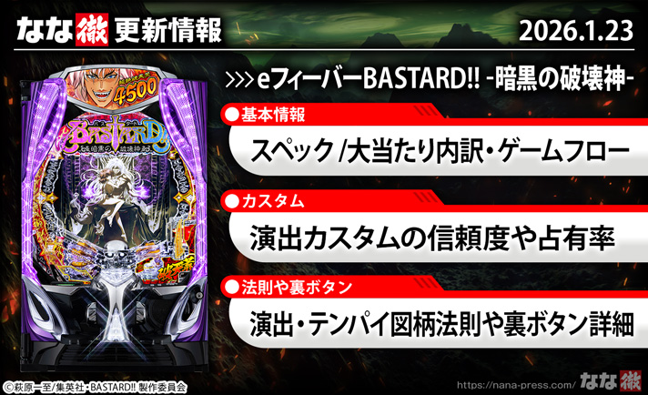 eフィーバーBASTARD!! -暗黒の破壊神-　演出情報　更新情報の概要