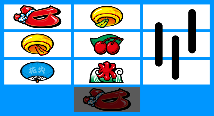 スマスロ ハナビ 2リール確定目 中リール枠下赤7