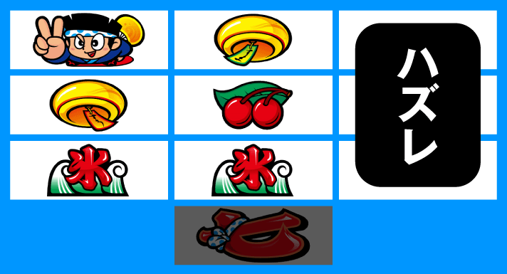 スマスロ ハナビ　小役ハズレ目　下段氷テンパイ　中リール枠下赤7