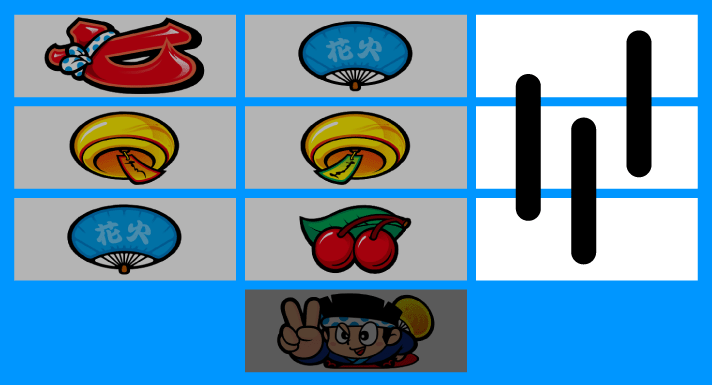 スマスロ ハナビ　演出条件目　左・中リール消灯　中リール枠下ドンちゃん