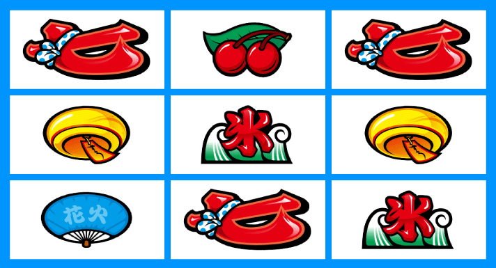 スマスロ ハナビ　順押し赤7狙い　リーチ目　上段赤7・チェリー・赤7