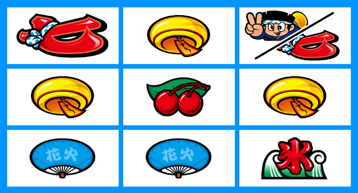 スマスロ ハナビ　順押し赤7狙い　リーチ目　上段赤7・風鈴・ドン/赤7