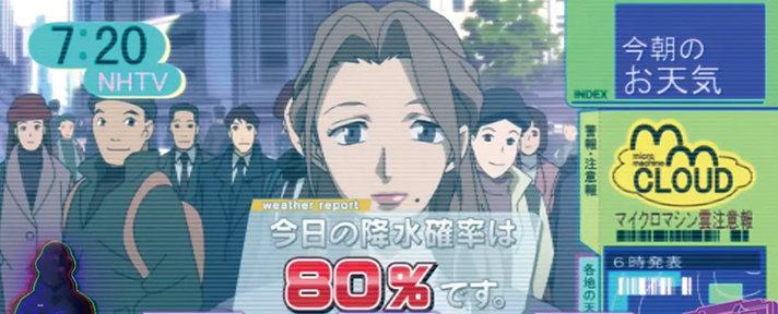 スマスロ 攻殻機動隊　ラッフィングマンルーム中　天気予報演出　80％（赤文字）