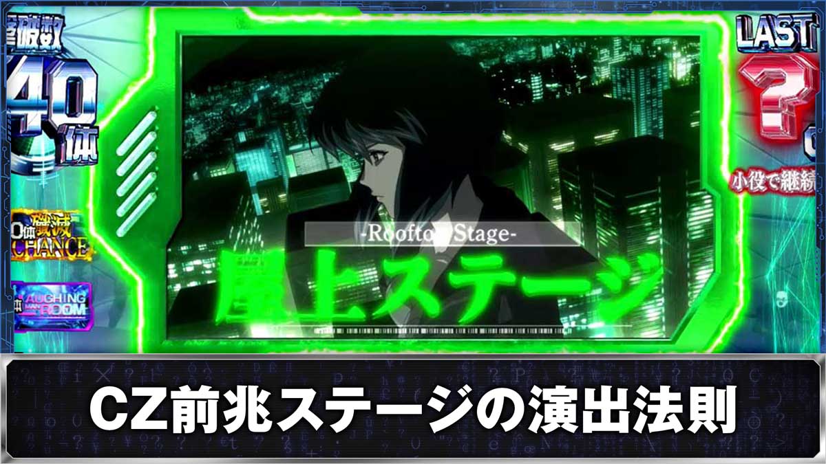 スマスロ 攻殻機動隊　殲滅ゾーン終了　屋上ステージ（緑）発展
