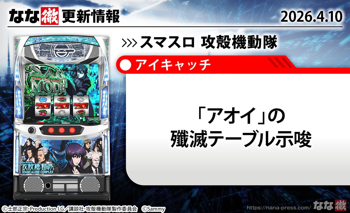 スマスロ 攻殻機動隊　更新情報の概要