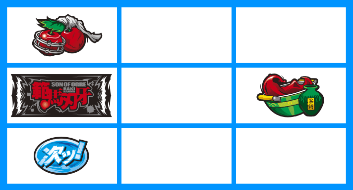 L範馬刃牙　弱チェリー（3枚）　左リール上段チェリー　右リール中段スイカ