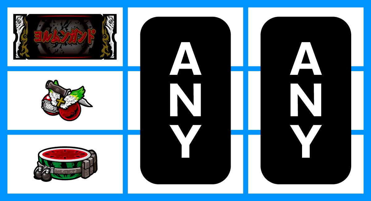 スマスロヨルムンガンド　各小役の停止形　中段チェリー