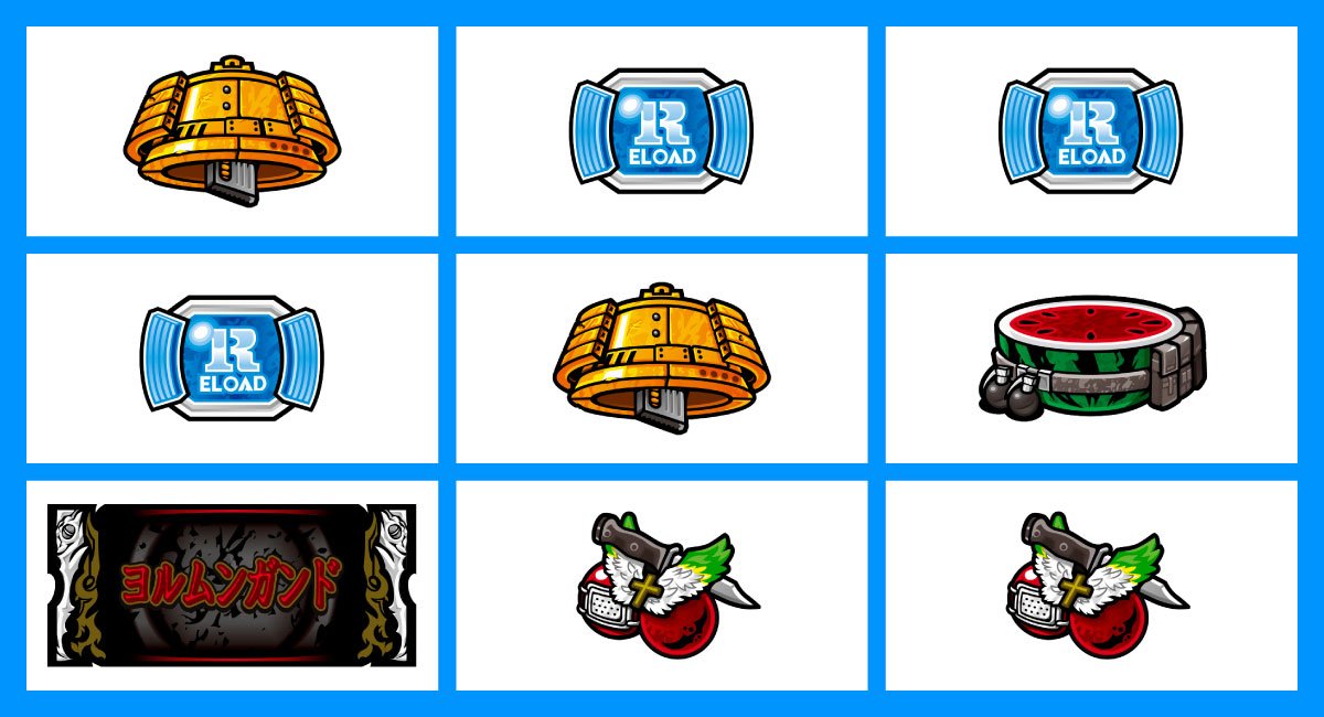 スマスロヨルムンガンド　各小役の停止形　リーチ目　リベス