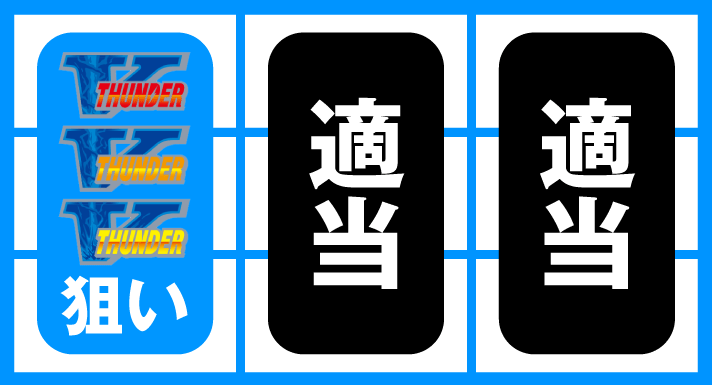 スマスロ サンダーV REG中の打ち方 枚数調整成功後の停止形 左リール3連V狙い 中・右リール適当打ち