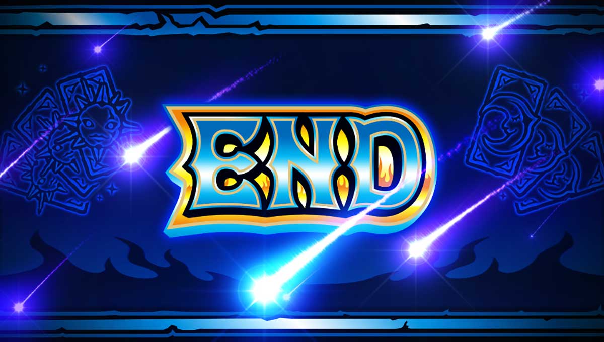 スマスロ サンダーV　BIG終了画面　1G連終了時　月と太陽+流れ星