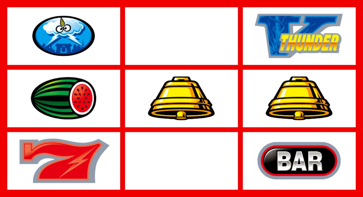 スマスロ サンダーV　リーチ目　赤7狙い時のリーチ目　右リール上段青7　右リール下段BAR　BIG濃厚