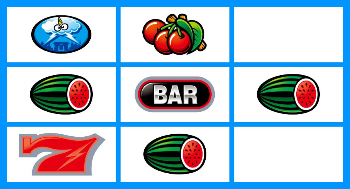 スマスロ サンダーV　リーチ目　赤7狙い時のリーチ目　中リール中段BAR　右リール中段スイカ