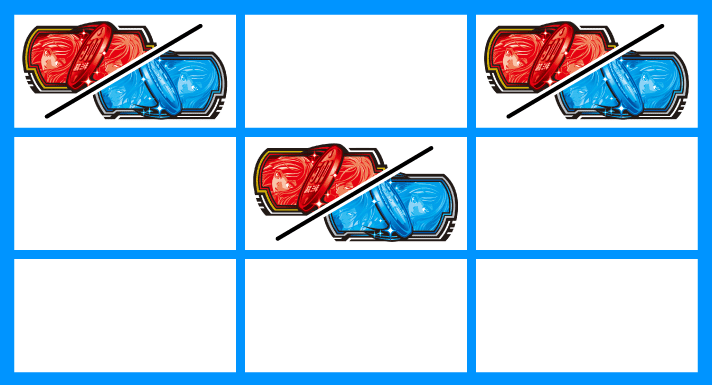 Lアクダマドライブ　チャンス目の停止形　赤BAR or 青BARの上・中段小V停止