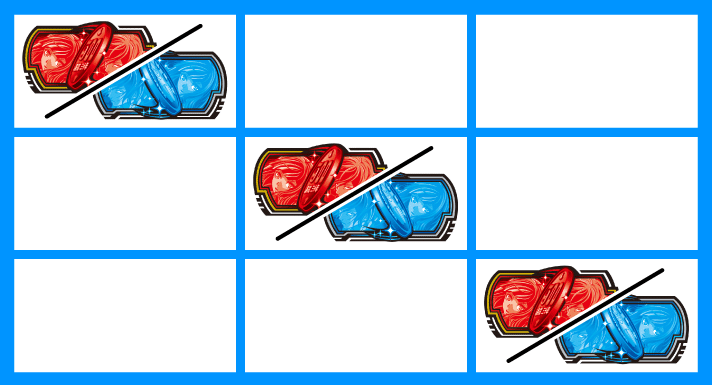 Lアクダマドライブ　運命揃い停止形　右下がり赤BAR or 青BAR揃い
