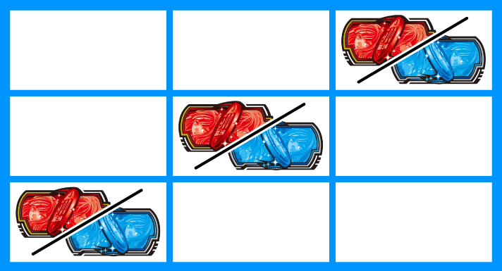 Lアクダマドライブ　運命揃い停止形　右上がり赤BAR or 青BAR揃い