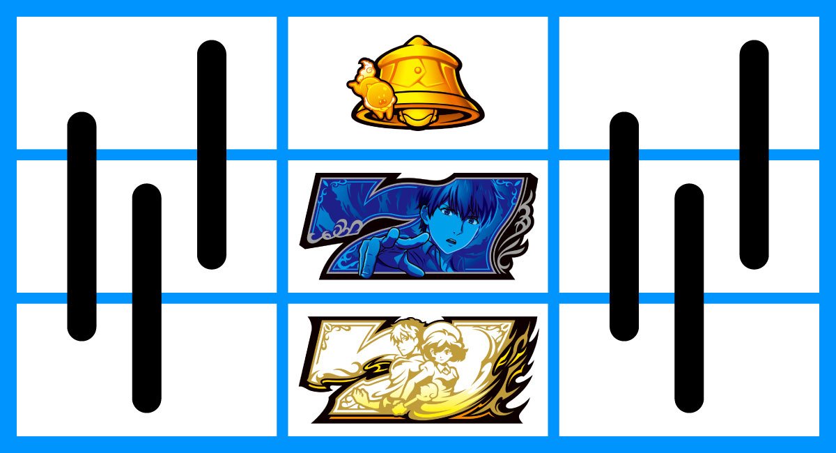 L虚構推理　未来決定　青7/白7を狙え発生時の中リール停止形　中下段7停止