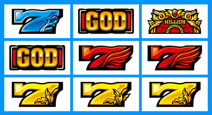 スマスロ ミリオンゴッド-神々の軌跡- 下段黄7 停止形 3枚役