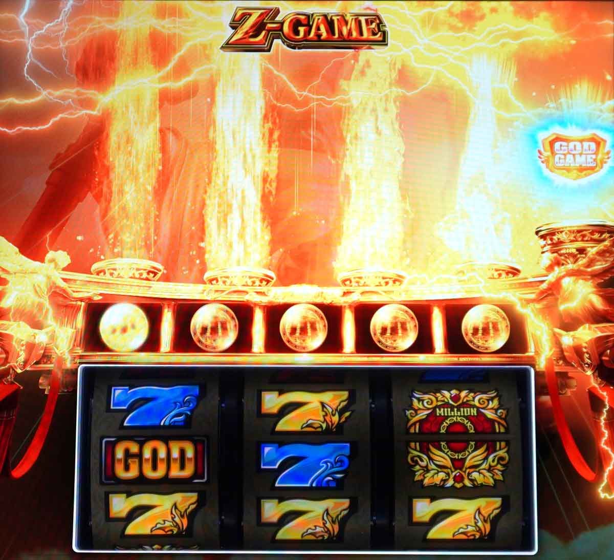 スマスロ ミリオンゴッド-神々の軌跡-　Z-GAME中　下段黄7成立　GGストック上乗せ