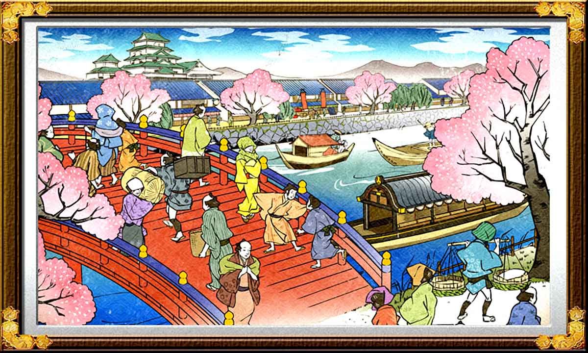 真打 吉宗　サブ液晶　浮世絵　橋（昼）