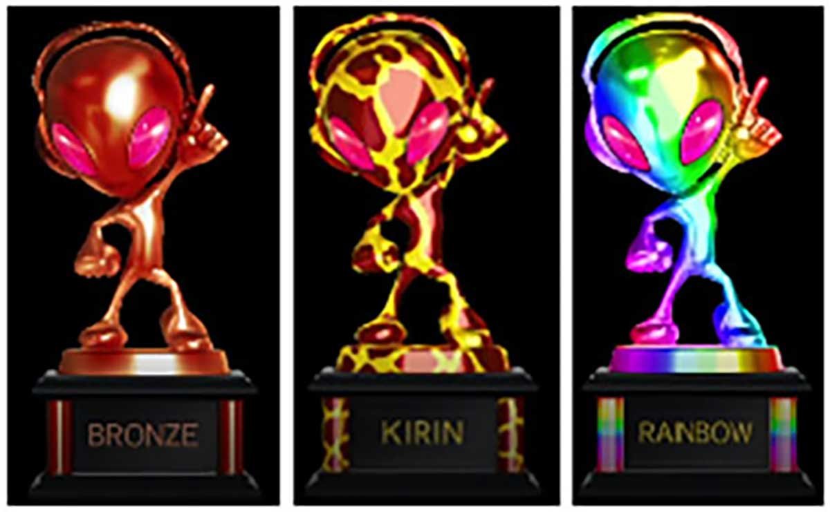 A-SLOT+ 異世界かるてっと BT　サミートロフィー　銅　キリン柄　虹