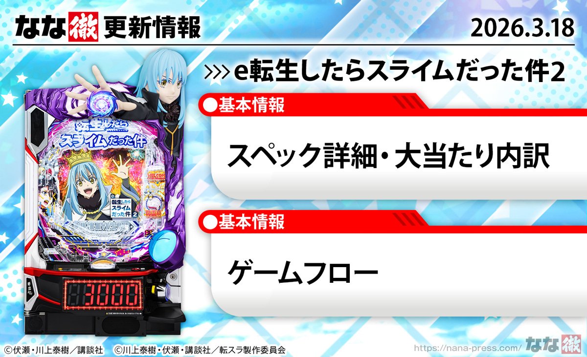 e転生したらスライムだった件2　更新情報