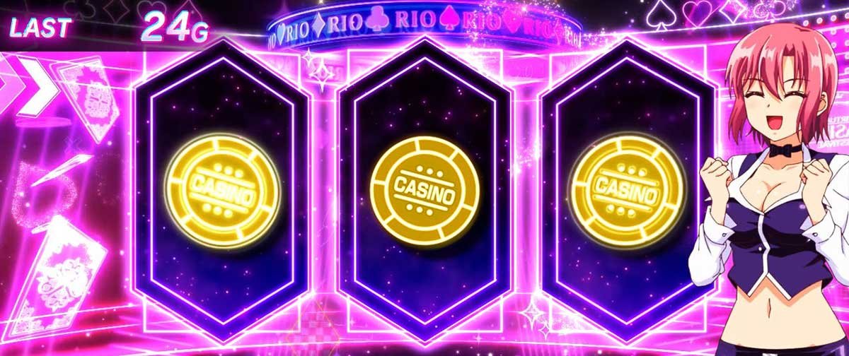 スマスロスーパーリオエース2　BIG　リオBB　チャンス告知　リオアクション　喜ぶ