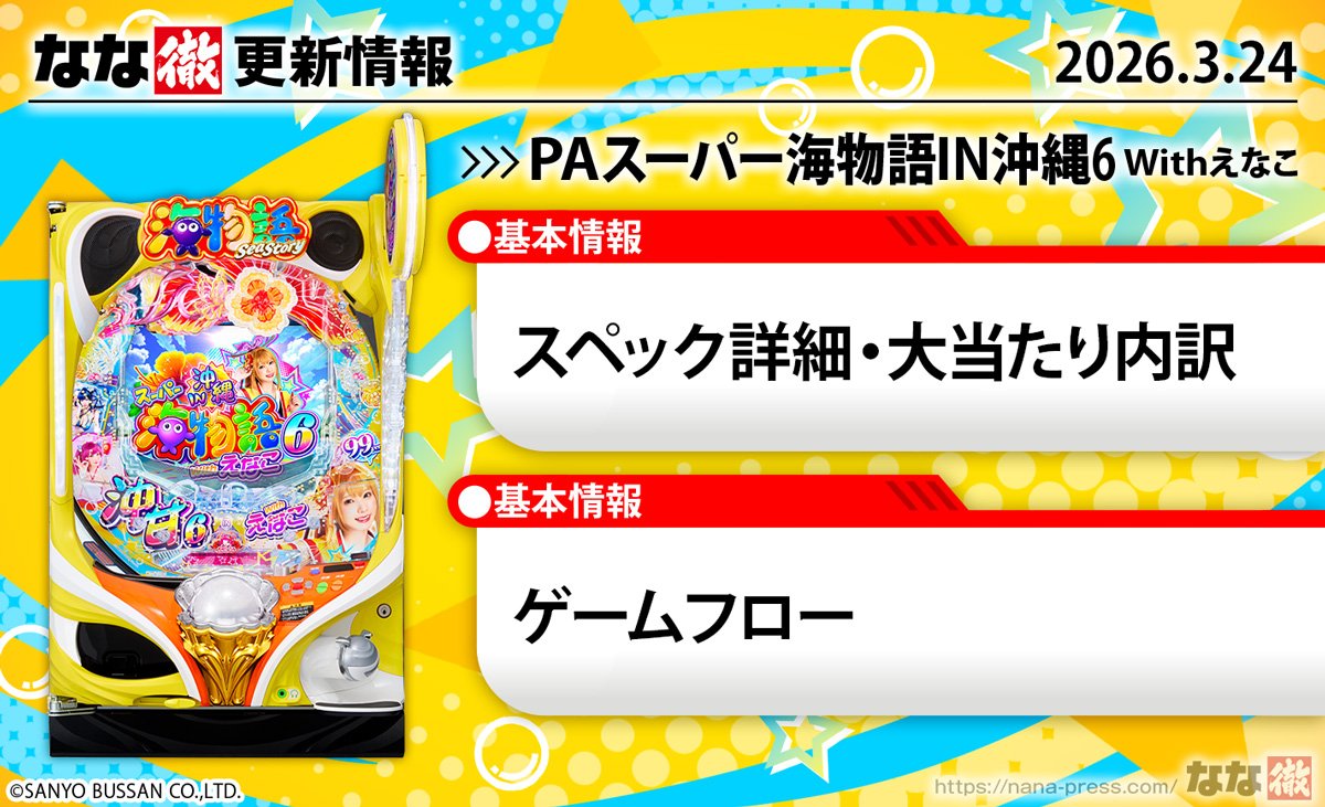 PAスーパー海物語IN沖縄6 Withえなこ　更新情報