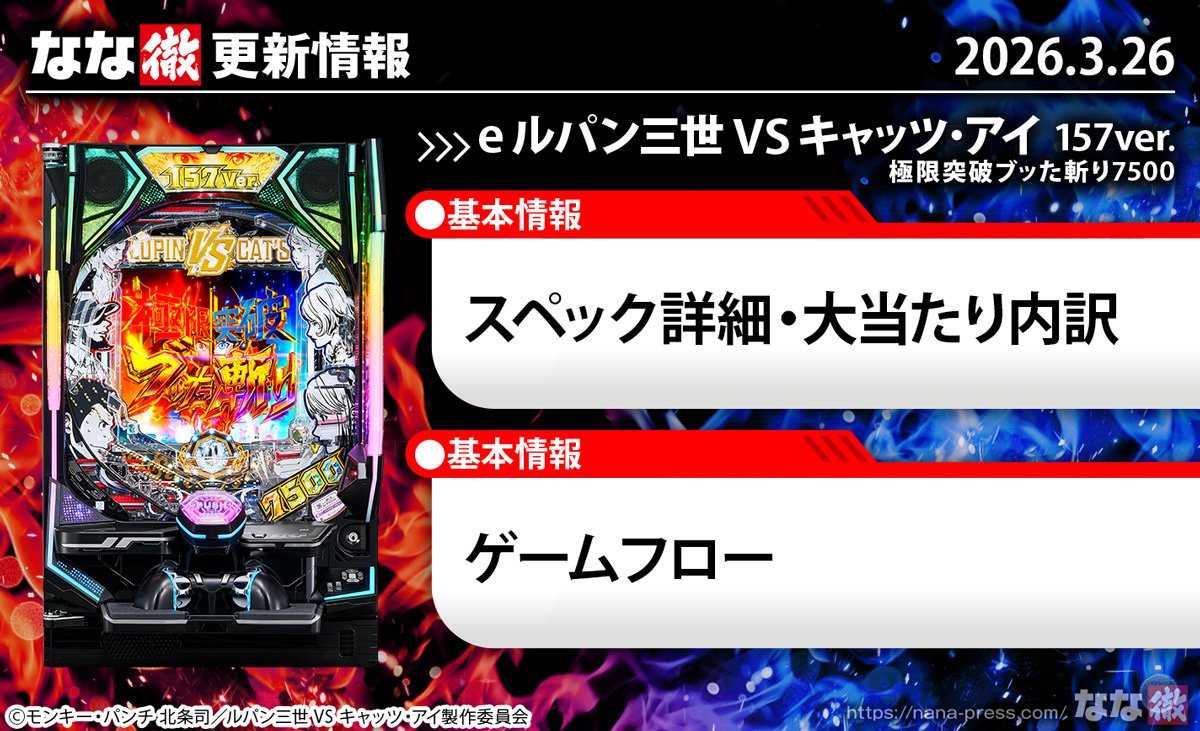 e ルパン三世 VS キャッツ・アイ157ver. 極限突破ブッた斬り7500