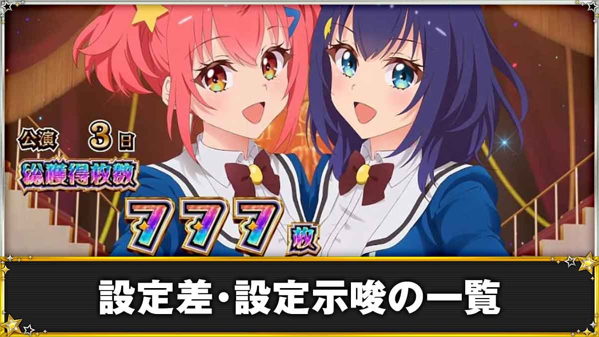 スロット ワールドダイスター　設定差・設定示唆の一覧