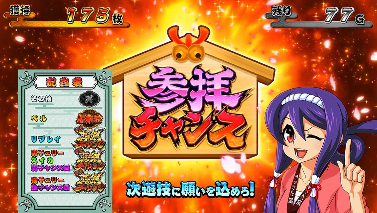 スマスロ やじきた道中記参る！　参拝チャンス　茜ちゃん