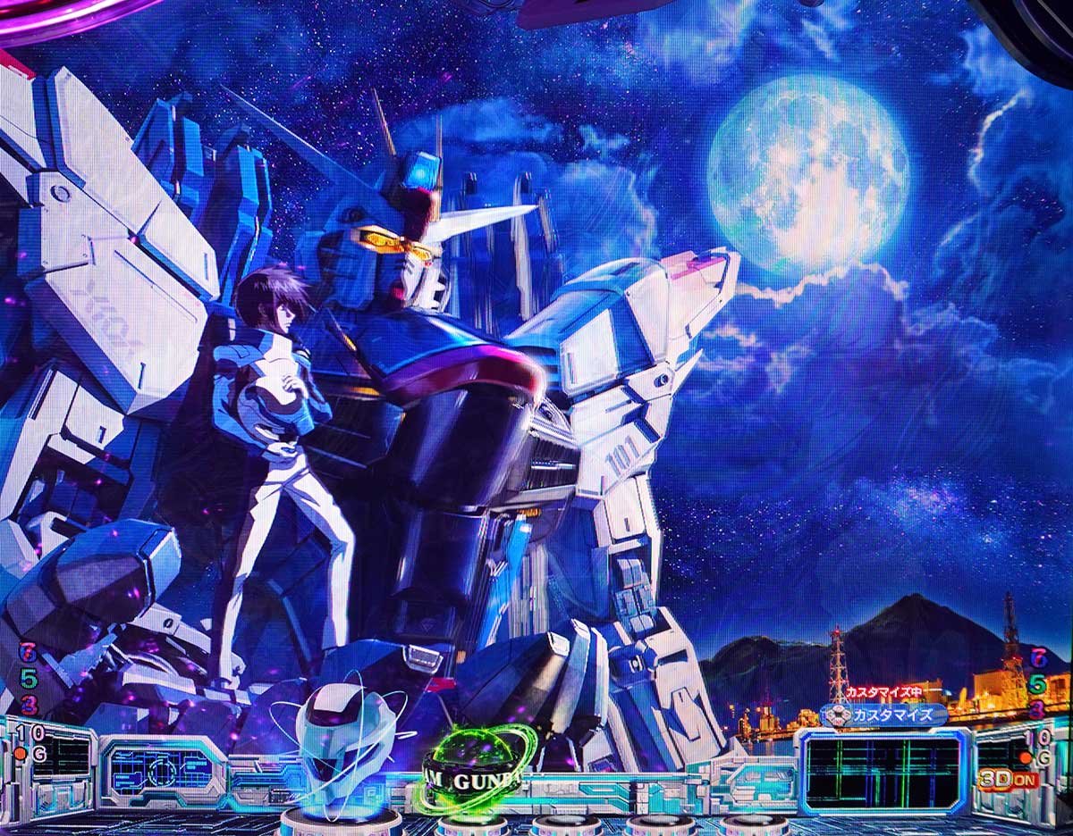 eフィーバー機動戦士ガンダムSEED クライマックス　先読み予告　背景変化　夜