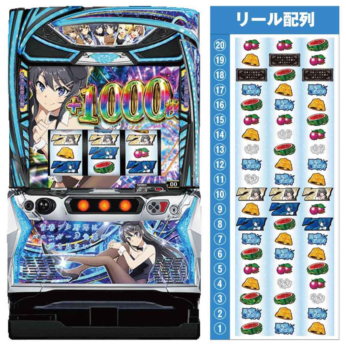 L青春ブタ野郎はバニーガール先輩の夢を見ない　機種TOP　筐体　リール配列