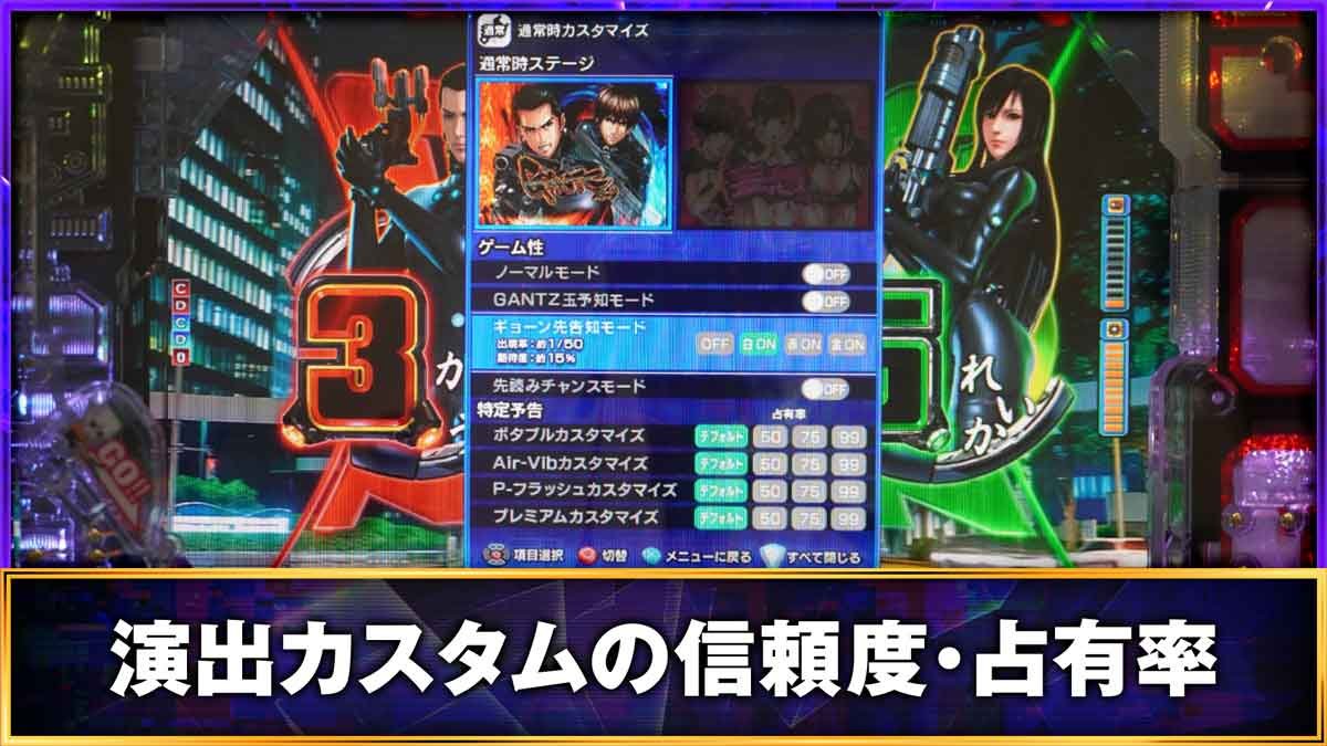 SMART-PACHINKO GANTZ　演出カスタム　信頼度