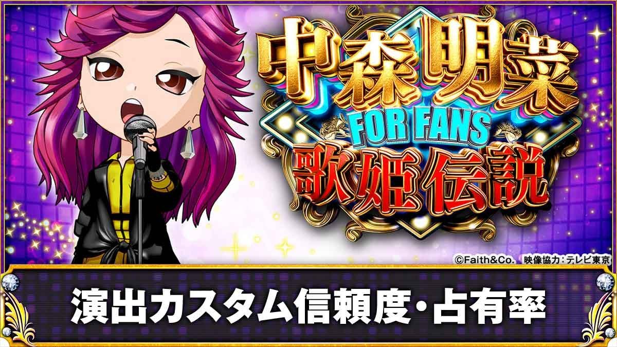 P中森明菜・歌姫伝説～FORFANS～】演出カスタム機能の信頼度と占有率