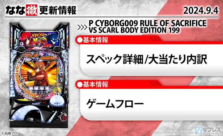 P CYBORG009 RULE OF SACRIFICE VS SCARL BODY EDITION 199　更新情報の概要