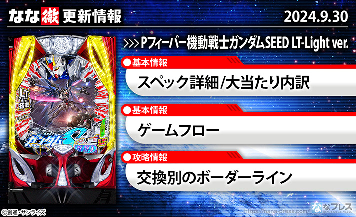 Pフィーバー機動戦士ガンダムSEED LT-Light ver.　更新情報の概要