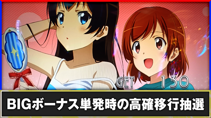 L少女☆歌劇 レヴュースタァライト -The SLOT-　BIGボーナス単発時の高確移行抽選　BIGボーナス終了画面