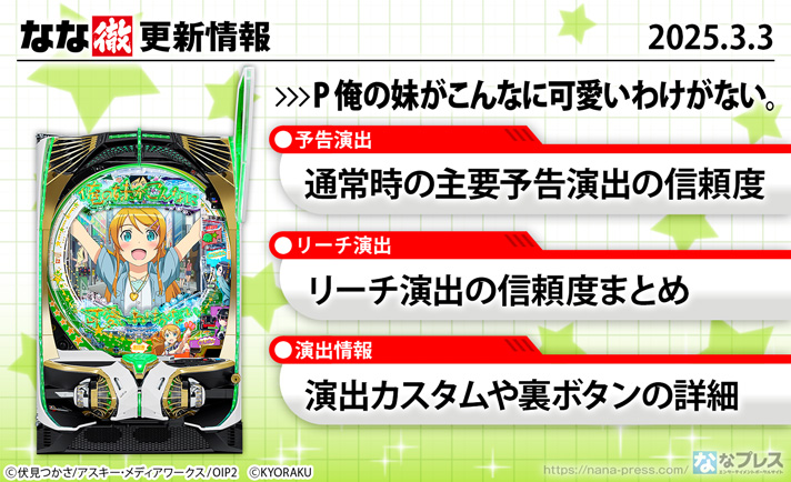 P 俺の妹がこんなに可愛いわけがない。更新情報