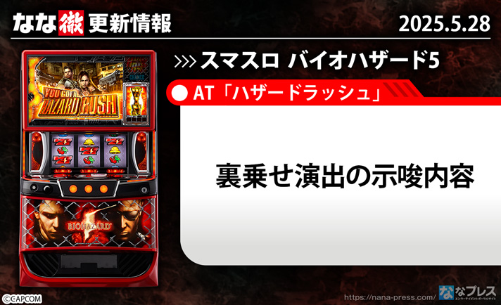 スマスロ バイオハザード5　更新情報の概要